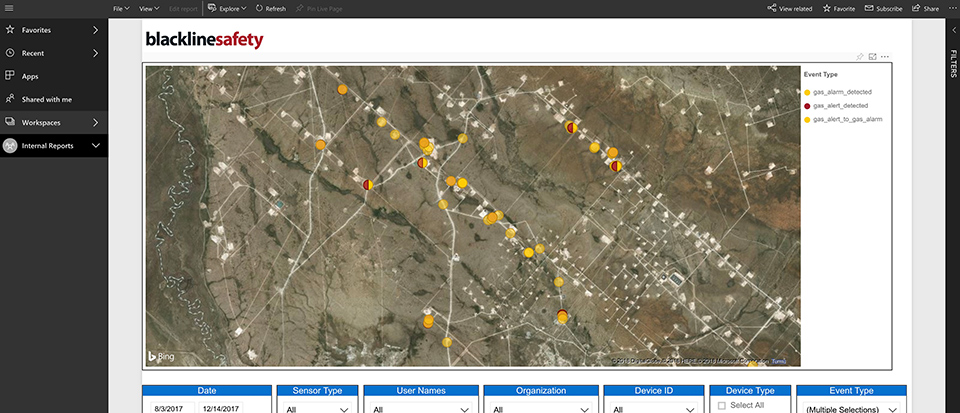Un détecteur de gaz traditionnel est déconnecté et ne fournit pas de « mégadonnées » à analyser, contrairement au détecteur de gaz sans fil G7 de Blackline.